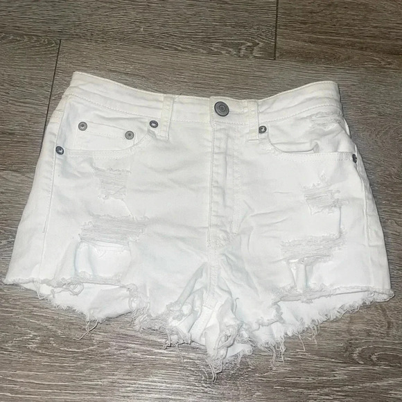 Aeropostale high rise shorty white denim distressed jeans size 2 - Picture 1 of 5